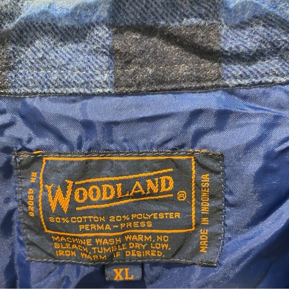 WOODLAND Mens Vintage Blue Plaid Flannel Shirt Shacket Size XL vintage flannel - Picture 4 of 6